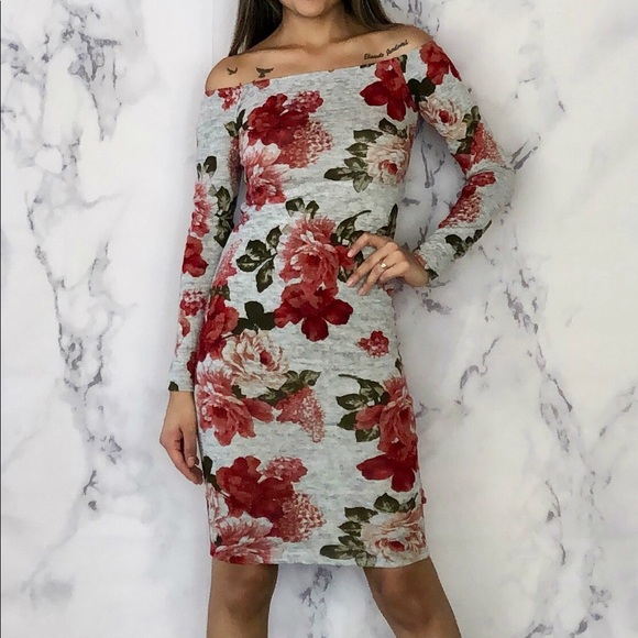 Gray Floral Dress - Picture 2 of 3